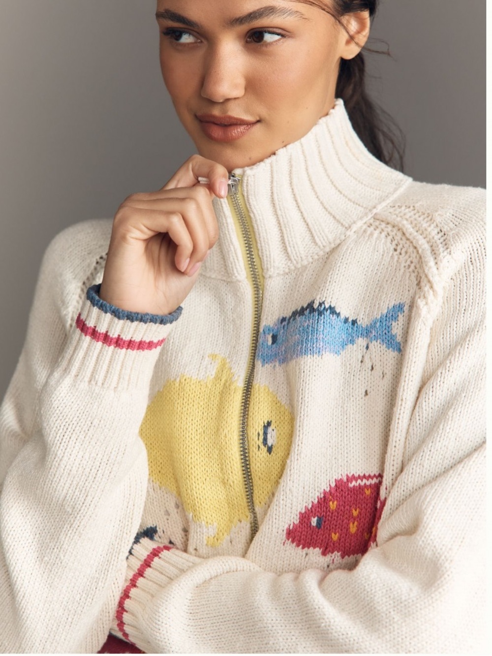 NWT Anthropologie Pilcro Fish Icon Full Zip Cardigan - Picture 2 of 14